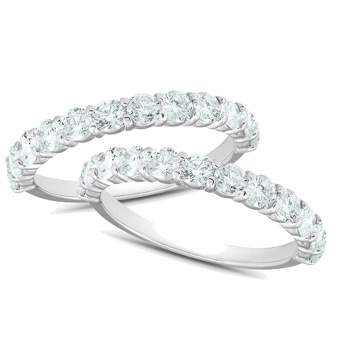 Pompeii3 1Ct Diamond Weedding Ring Set 14k White Gold Stackable Engagement Bands