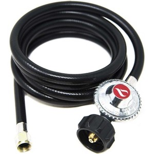 GasOne Propane Regulator 8 Feet Universal QCC1 Grill Replacement Hose for Most LP Gas Grill, Heater and Fire Pit Table, 3/8" Female Flare Nut - 1 of 4