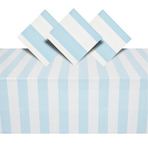 Blue Panda Plastic 3 Pack Beach Themed Table Cover & Disposable Tablecloths for Birthday Party, Summer BBQ Supplies, Blue and White, 54 x 108 In - 1 of 4