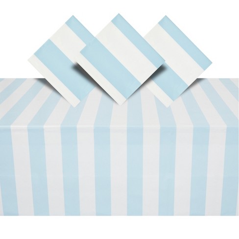 Blue Panda Plastic 3 Pack Beach Themed Table Cover & Disposable Tablecloths for Birthday Party, Summer BBQ Supplies, Blue and White, 54 x 108 In - image 1 of 4