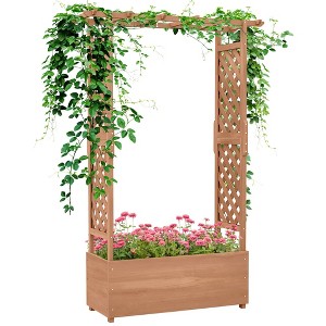 Lirago, 16.1"D*44.1"W*70.9"H, Wooden Arch Trellis Raised Garden Bed for Climbing & Hanging Plants with Drainage - 1 of 4