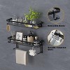 Racxily 2 Tier Glass Bathroom Shelf, Wall Mounted Organizers Storage Shelf, Floating Glass Shelves with Towel Holder - 2 of 4
