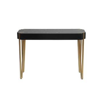 LuxenHome Black Wood and Gold Metal Console and Entry Table