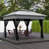 TiramisuBest 11'x11' Outdoor Pop-Up Gazebo,Removable Zipper Netting & 2-Tier Soft Top for Patio/Backyard/Garden/Camping (Coffee) - 3 of 4