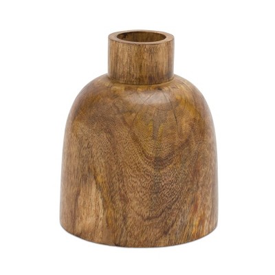 Melrose Natural Mango Wood Decorative Bottle Vases, Set of 2