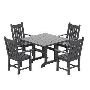 WestinTrends 5 Piece Outdoor Patio Dining Set Outdoor Square Table and Armchair Set - 1 of 2