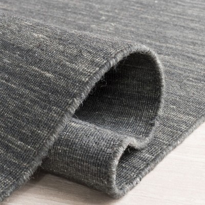 Handwoven Charcoal Grey Nomadic Kilim Rug - 3x5 Feet