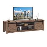 Costway Sliding Barn Door TV Stand for TV's up to 65'' Storage Shelf Entertainment Center