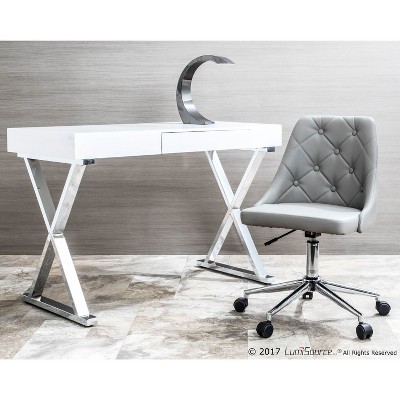 White Wood Contemporary Home Office Desk with Drawer