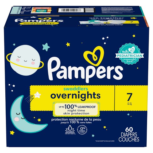 Pampers Swaddlers Overnight Diapers Enormous Pack - Size 7 - 60ct : Target