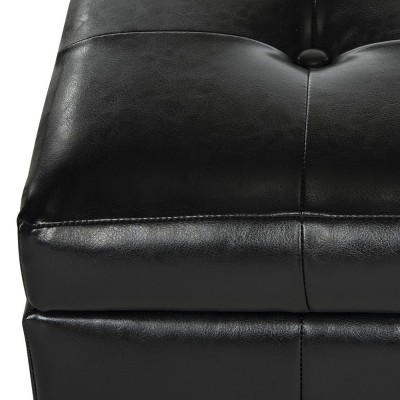 Chic Transitional Black Leather 30" Storage Bench