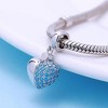 Heart Charm I Love You European Bead Sterling Silver Blue CZ Ginger Lyne Collection - 3 of 4