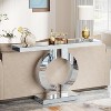 Hommoo 43" Mirrored Console Table, Modern Silver Sofa Table with O-Shaped Base - 4 of 4