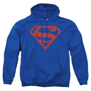 Superman Red On Black Shield Adult Pull-Over Hoodie - 1 of 4