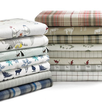 Gray Deer Lodge Queen Cotton Flannel Sheet Set