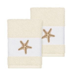Linum Home Textiles 100% Turkish Cotton LYDIA Embellished Towel Set - 1 of 2