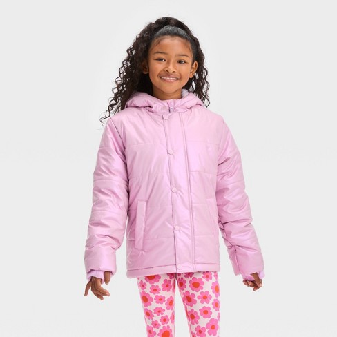 Girls' Solid Cropped Puffer Jacket - Art Class™ Black S : Target