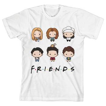 Friends Chibi Art Characters White T-shirt Toddler Boy to Youth Boy