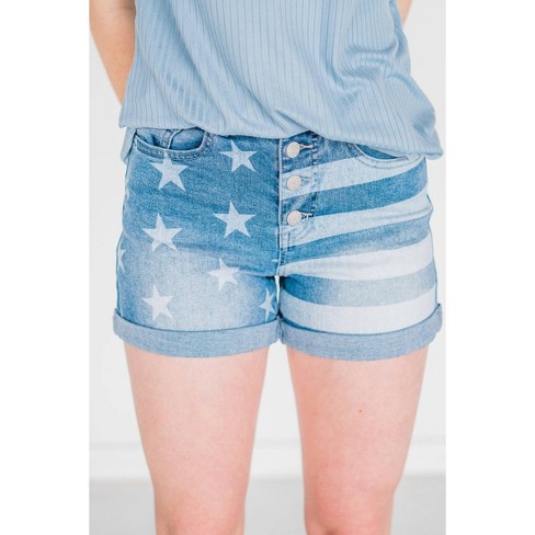 Women's USA Flag Denim Short - RUBIES + HONEY - image 1 of 4