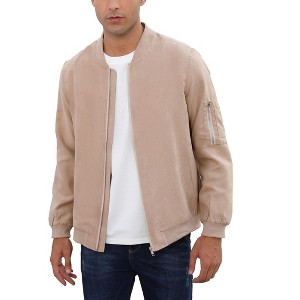 Mens Bomber Jackets Faux Suede Lightweight Flight Jacket Zip Up Active Coat - 1 of 4