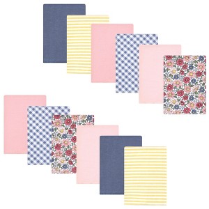 Luvable Friends Hudson Baby Flannel Burp Cloths 12pk Set - 1 of 2