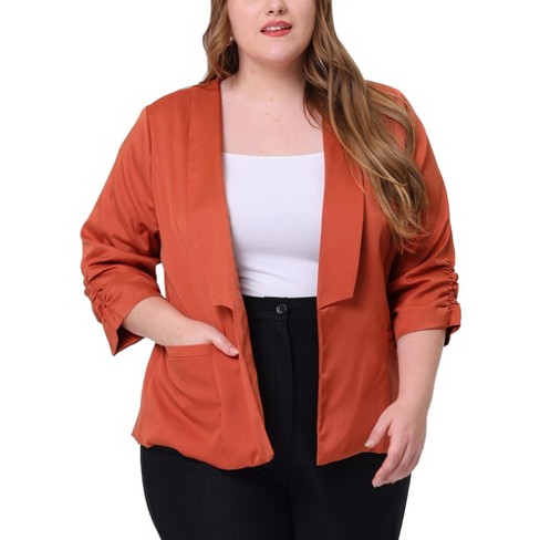 Agnes Orinda Women's Plus Size Button Long Sleeve Office Work Business Suit  Blazer Jacket : Target