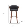 HomeRoots 30" Black And Wood Brown Faux Leather Swivel Bar Height Bar Chair - 3 of 4
