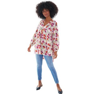 ellos Plus Size Tiered Tunic With Notch V-Neck - 1 of 4
