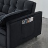 55" Green Velvet 3-in-1 Convertible Sofa Bed with Curved Backrest and Side Storage Pockets - 3 of 4
