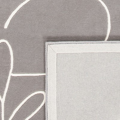 Hand-Tufted Elegance Round Gray Wool 54" Accent Rug