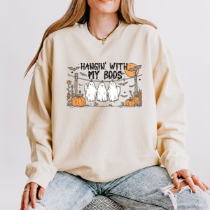 Simply Sage Market Hangin' With My Boos Lightweight Garment Dyed Sweatshirt - 1 of 4