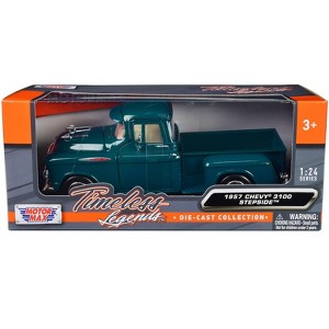 1957 Chevrolet 3100 Stepside Pickup Truck Teal Metallic "Timeless Legends" Series 1/24 Diecast Model Car by Motormax - 1 of 3