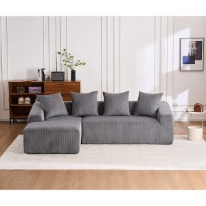 SKRAN 101"  L Shaped Modular Sofa,Combining chaise longue with 3-seater ＆ pillows ,No Installation,Corduroy for Living Room Apartment - 1 of 4
