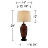 Regency Hill Tropical Table Lamps 29" Tall Set of 2 Weathered Brown Woven Wicker Jar Beige Linen Drum Shade for Living Room Family Bedroom - 4 of 4