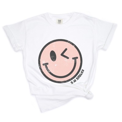 Simply Sage Market S.W.Smiley Pink Smiley Face Grunge Garment Dyed Tee