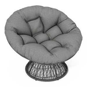 Dexmalle Ergonomic Wicker 360°Swivel Chair with Cloud Thick Density Fabric Cushion - 1 of 4