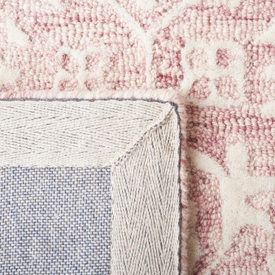 Ivory and Pink Hand-Tufted Wool Floral Area Rug