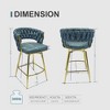 CAVINAS Set of 2 Suede Bar Stools,26'' Counter Height Barstools with Woven Back & Metal Base,Bar Chairs for Home Pub & Kitchen Island - 4 of 4