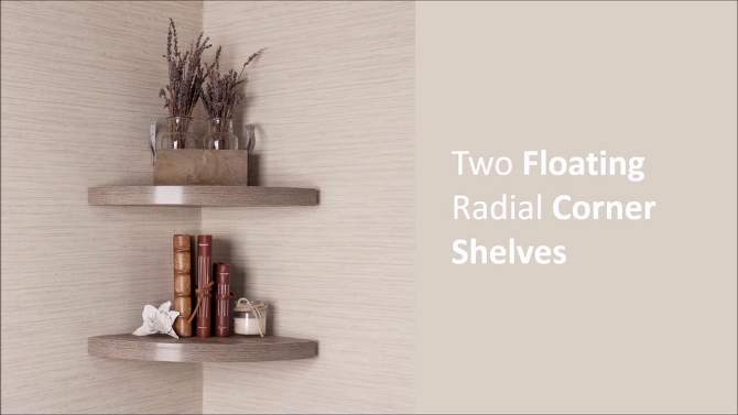 (Set of 2) 11.5" x 1.5" Radial Floating Corner Shelves - Danya B., 2 of 8, play video