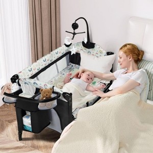 Kinder King 4-in-1 Portable Nursery Center and Bedside Crib with Bassinet, Changing Table, Storage Basket, Side Zipper & Travel Bag - 1 of 4