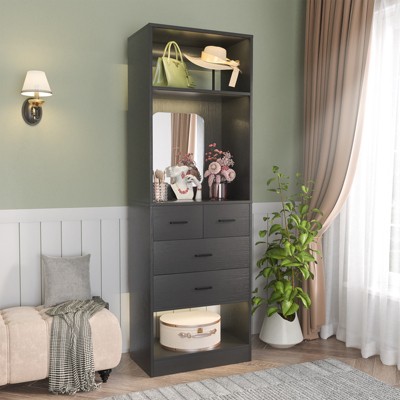 Aheaplus Closet System with Mirror And Drawers