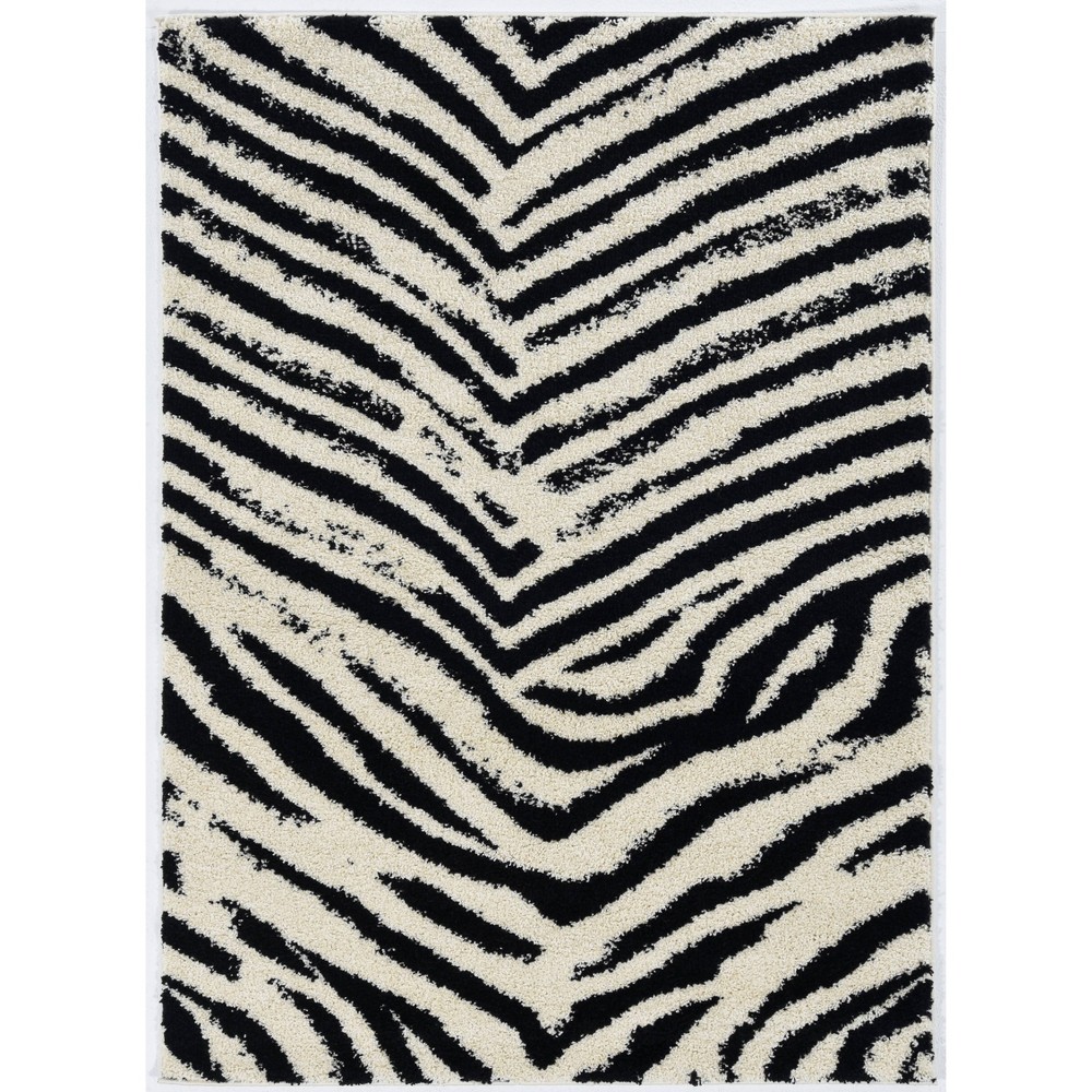 8'x10' Moroccan Shag Area Rug Sahara Ivory/Black - Linon