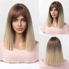 Jessie's Wig 16 Inch Straight Short Bang Bangs With Wig Non Lace Synthetic Hair Ombre Brown to Blonde 1 Pc/Pack - 4 of 4