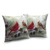 Winter Throw Pillow Covers 18x18 Set of 2 Red Birds Cardinal Pillow Cases Holly Pine Cone Snow - 4 of 4