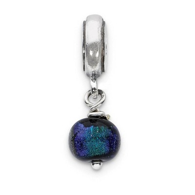 Black Bow Jewelry Dichroic Glass & Sterling Silver Purple Dangle Bead Charm