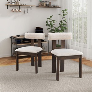 Set Of 2 Modern Boucle Upholstered Kitchen Dining Chairs,Side Chairs With Soild Rubber Wood Frame,Wooden Armless Dining Chair-Coolbibila - 1 of 4