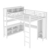 Sapphtopaz Loft Bed with Wardrobe&Desk,Metal Bed with Guardrail&Ladder,Space-Saving Bed Frame with Storage Cubes&Shelves for Teens - 3 of 4