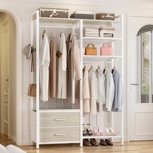 Aheaplus Garment Rack Heavy Duty Clothes Rack Free Standing Closet Organizer with Shelves and 2 hanging Rods - 1 of 4