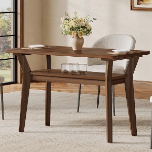 Tribesigns 2-Tier Farmhouse Dining Table for 4,  47" Rectangle Kitchen Table with Solid Wood Legs for Kitchen,Dining Room,Living Room ,Walnut - 1 of 4