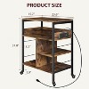 Large Printer Stand w/ Power Outlets & USB, 4-Tier Rolling Printer Cart, Mobile Table w/ Wheels for Home Office, CPU, 23.7" Wide - 3 of 4